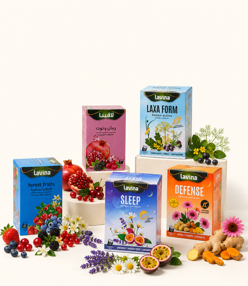Lavina natural herbal and fruit tea boxes, Amman Jordan